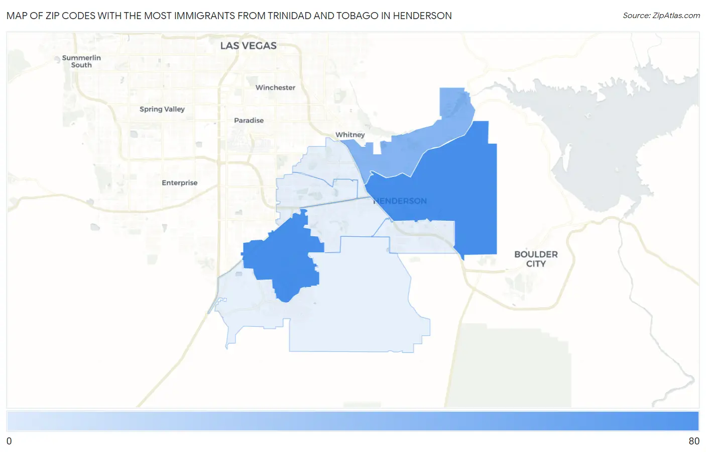 Zip Codes with the Most Immigrants from Trinidad and Tobago in Henderson Map
