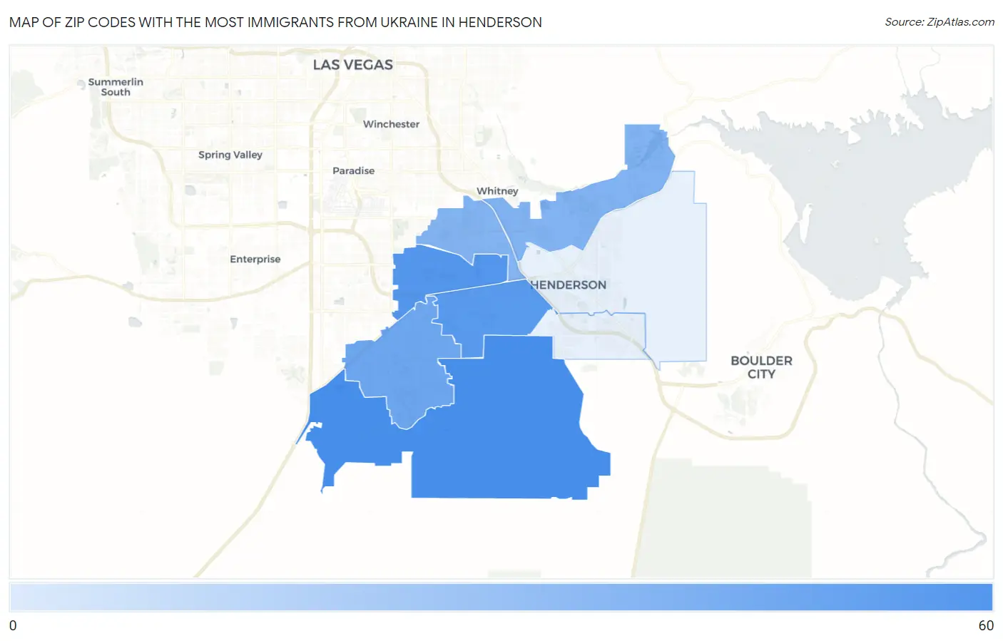Zip Codes with the Most Immigrants from Ukraine in Henderson Map