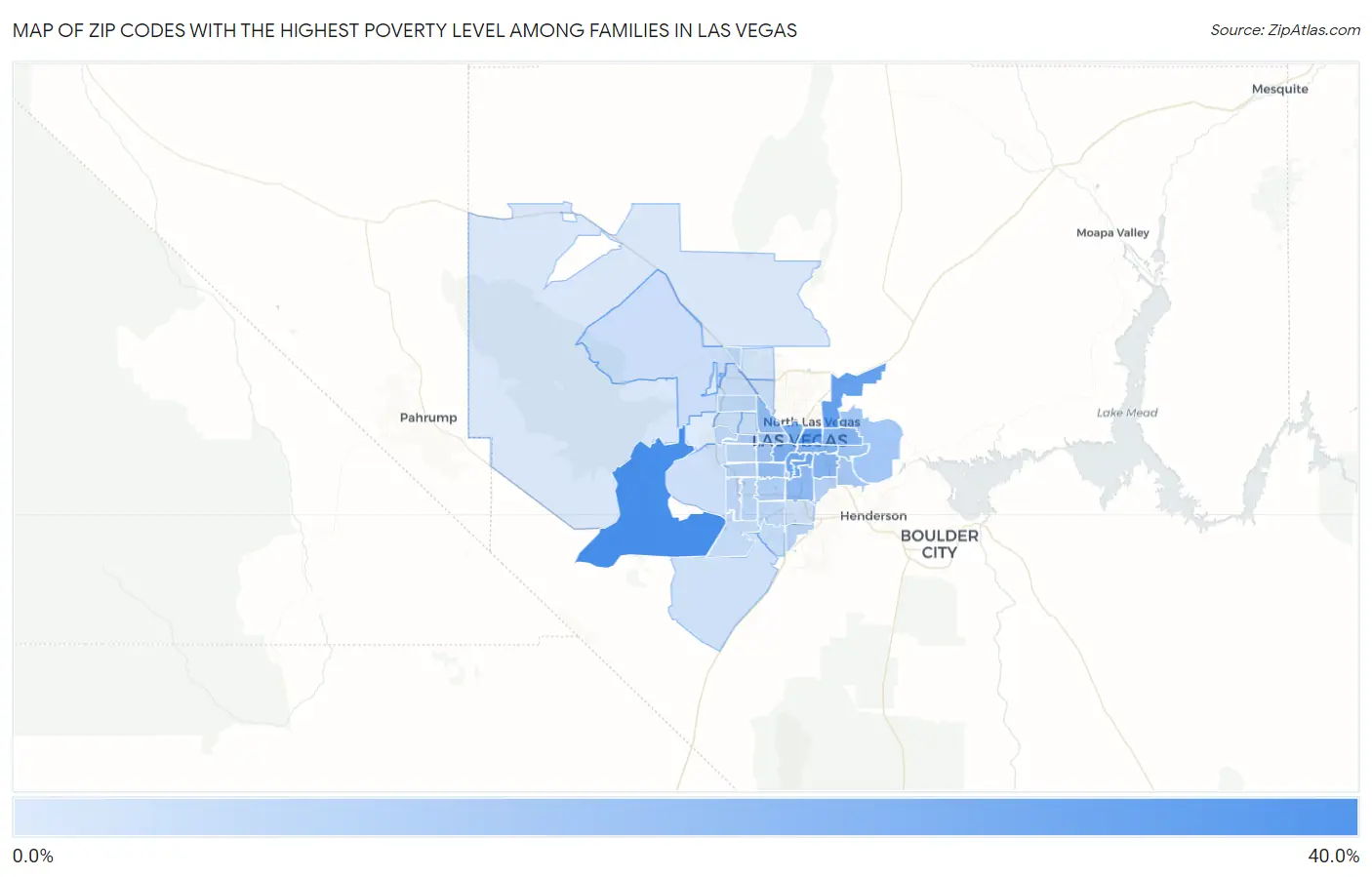 Zip Codes with the Highest Poverty Level Among Families in Las Vegas Map