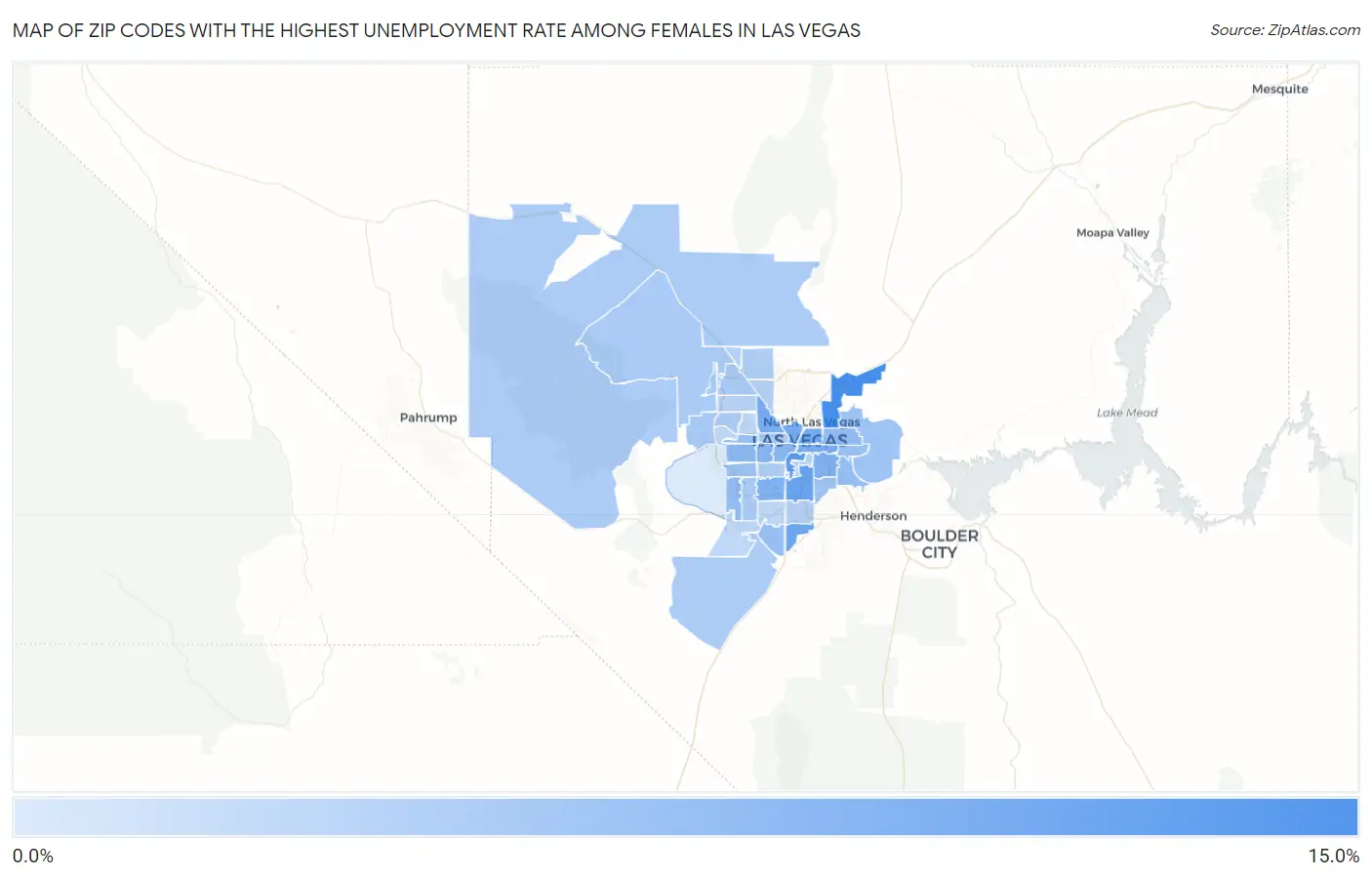 Zip Codes with the Highest Unemployment Rate Among Females in Las Vegas Map