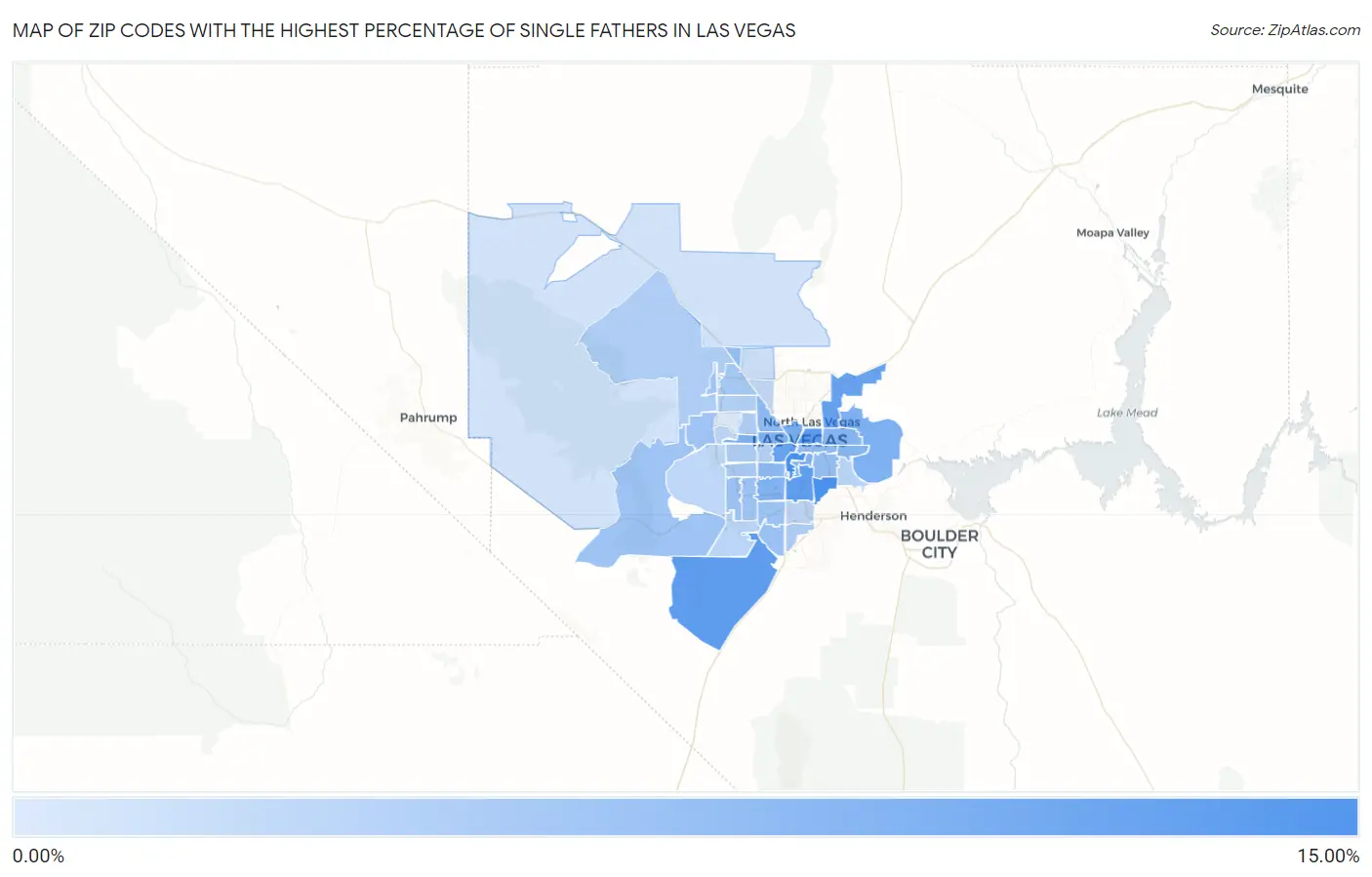 Zip Codes with the Highest Percentage of Single Fathers in Las Vegas Map