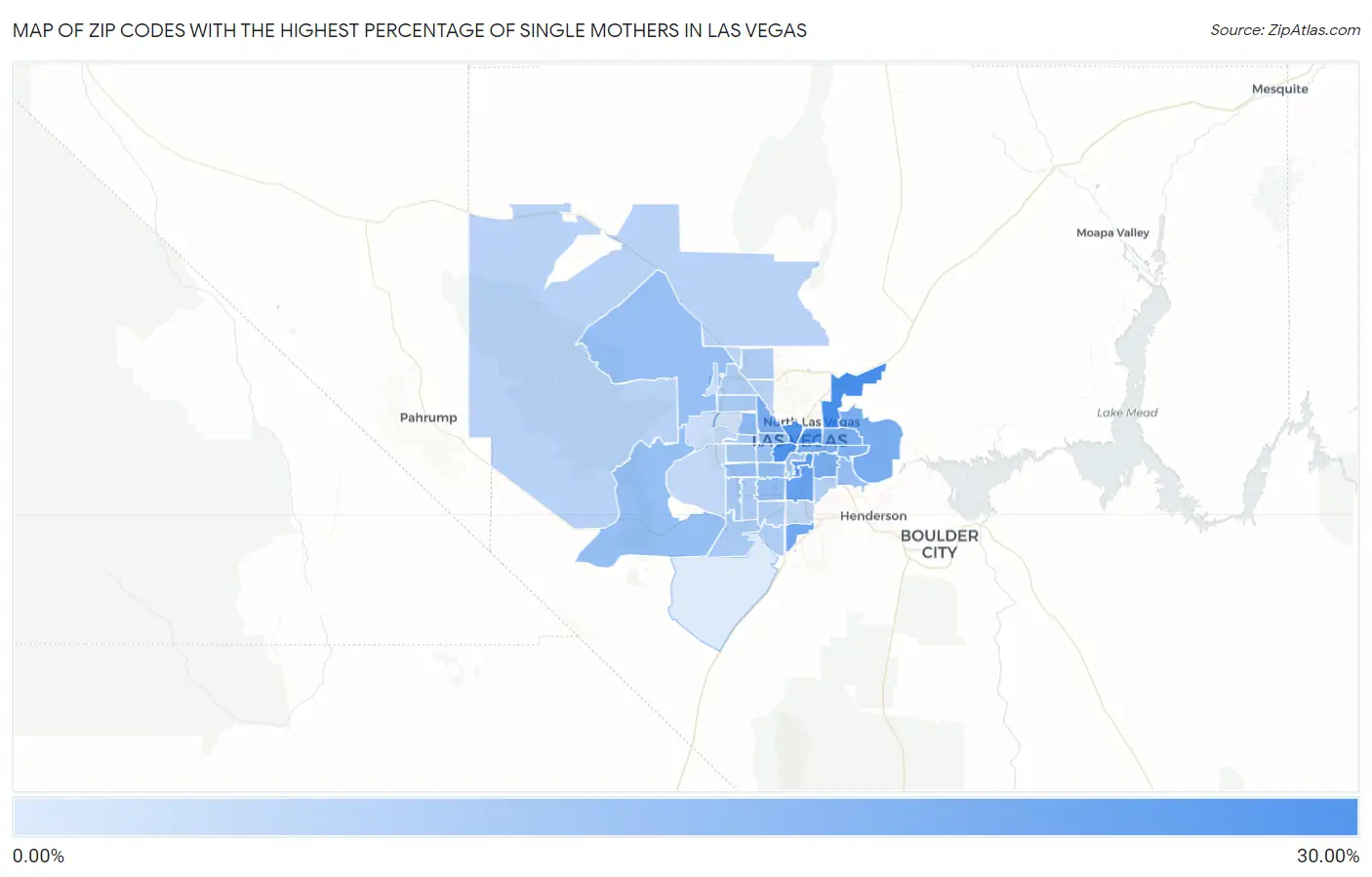 Zip Codes with the Highest Percentage of Single Mothers in Las Vegas Map