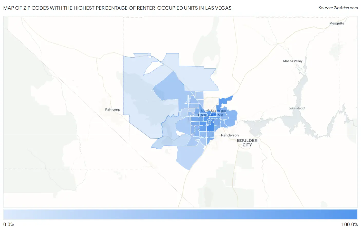 Zip Codes with the Highest Percentage of Renter-Occupied Units in Las Vegas Map