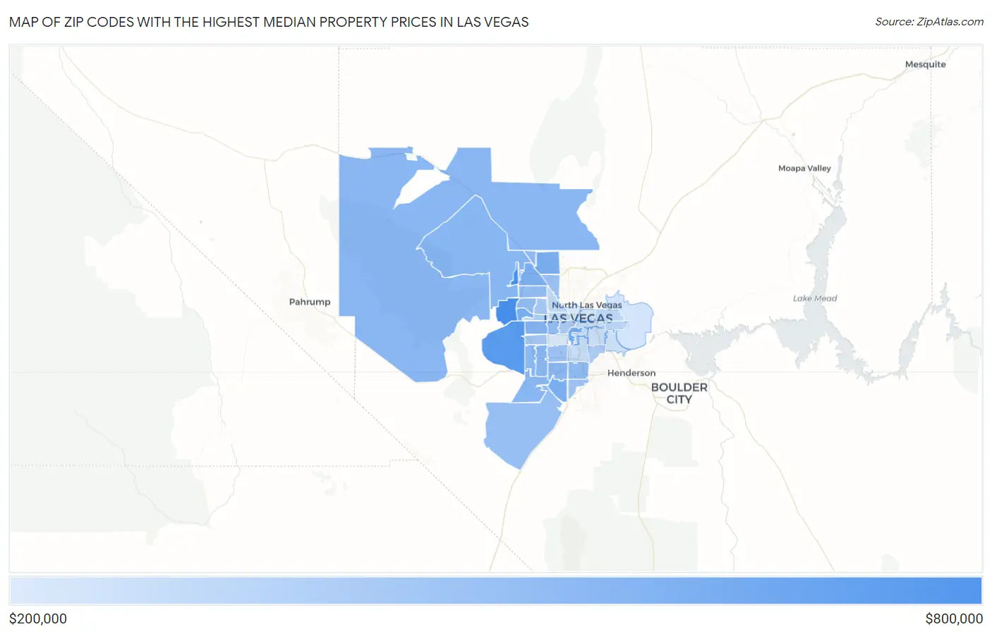 Zip Codes with the Highest Median Property Prices in Las Vegas Map