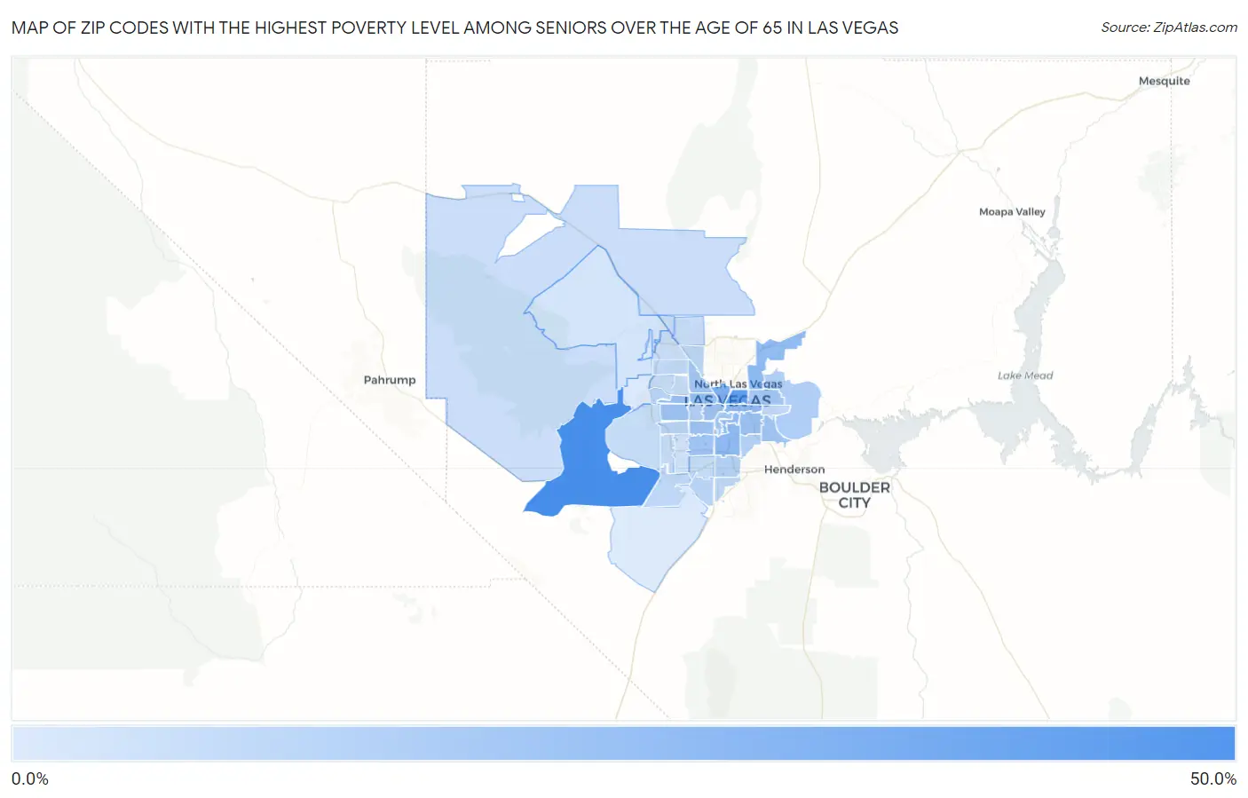 Zip Codes with the Highest Poverty Level Among Seniors Over the Age of 65 in Las Vegas Map