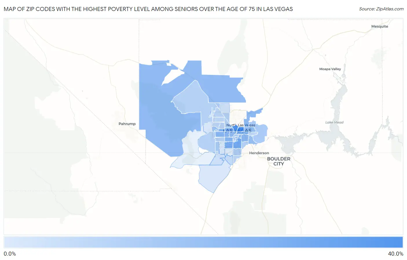 Zip Codes with the Highest Poverty Level Among Seniors Over the Age of 75 in Las Vegas Map