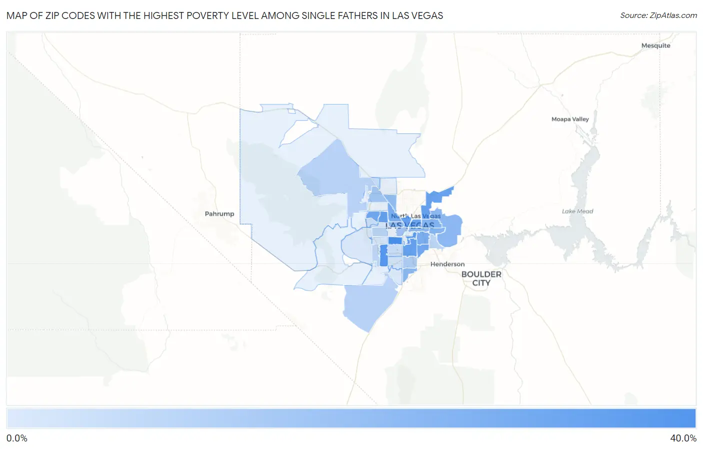 Zip Codes with the Highest Poverty Level Among Single Fathers in Las Vegas Map