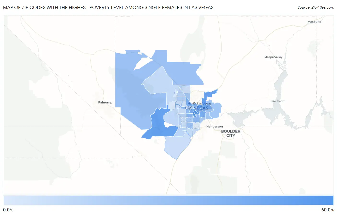 Zip Codes with the Highest Poverty Level Among Single Females in Las Vegas Map
