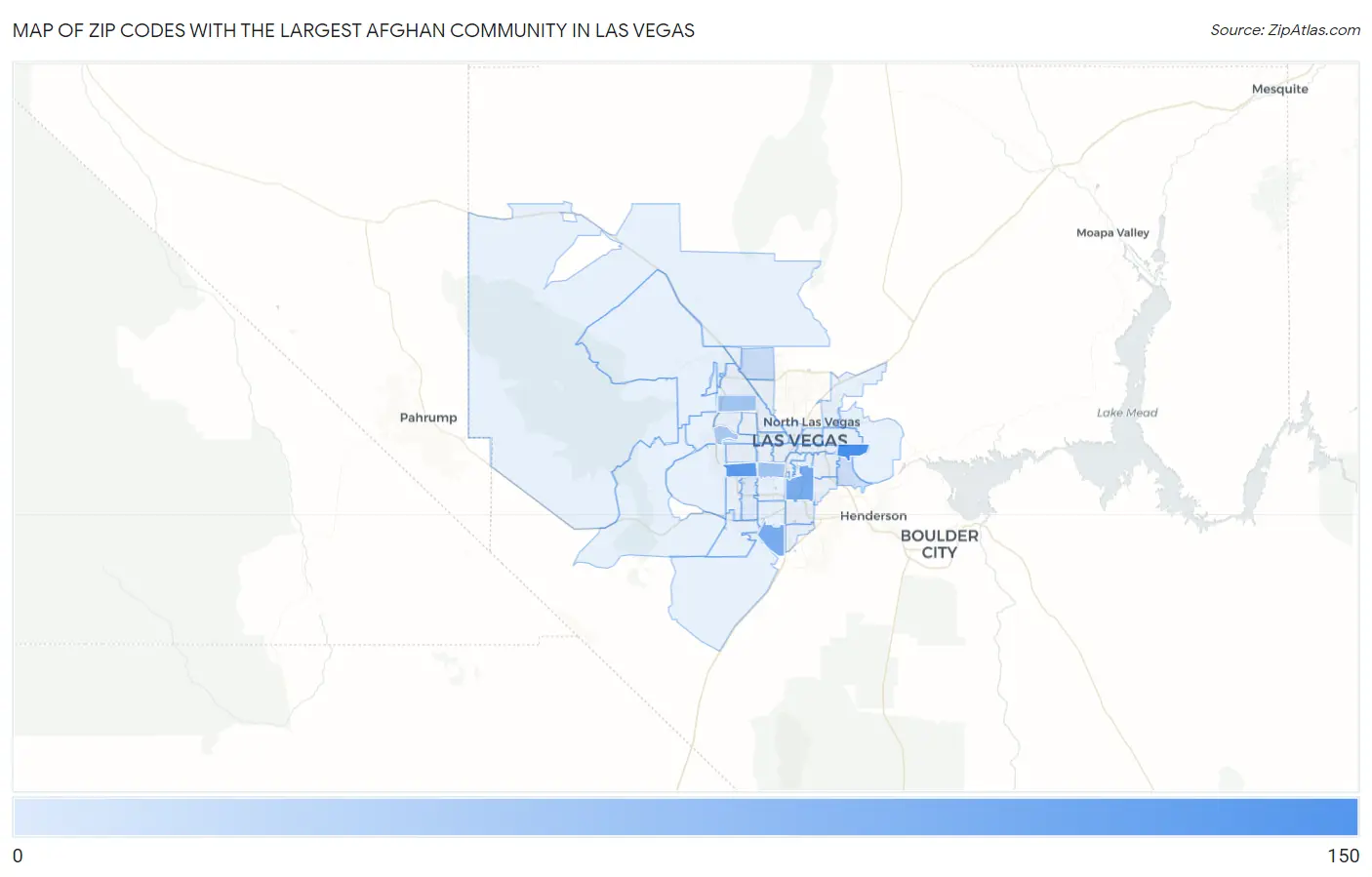 Zip Codes with the Largest Afghan Community in Las Vegas Map