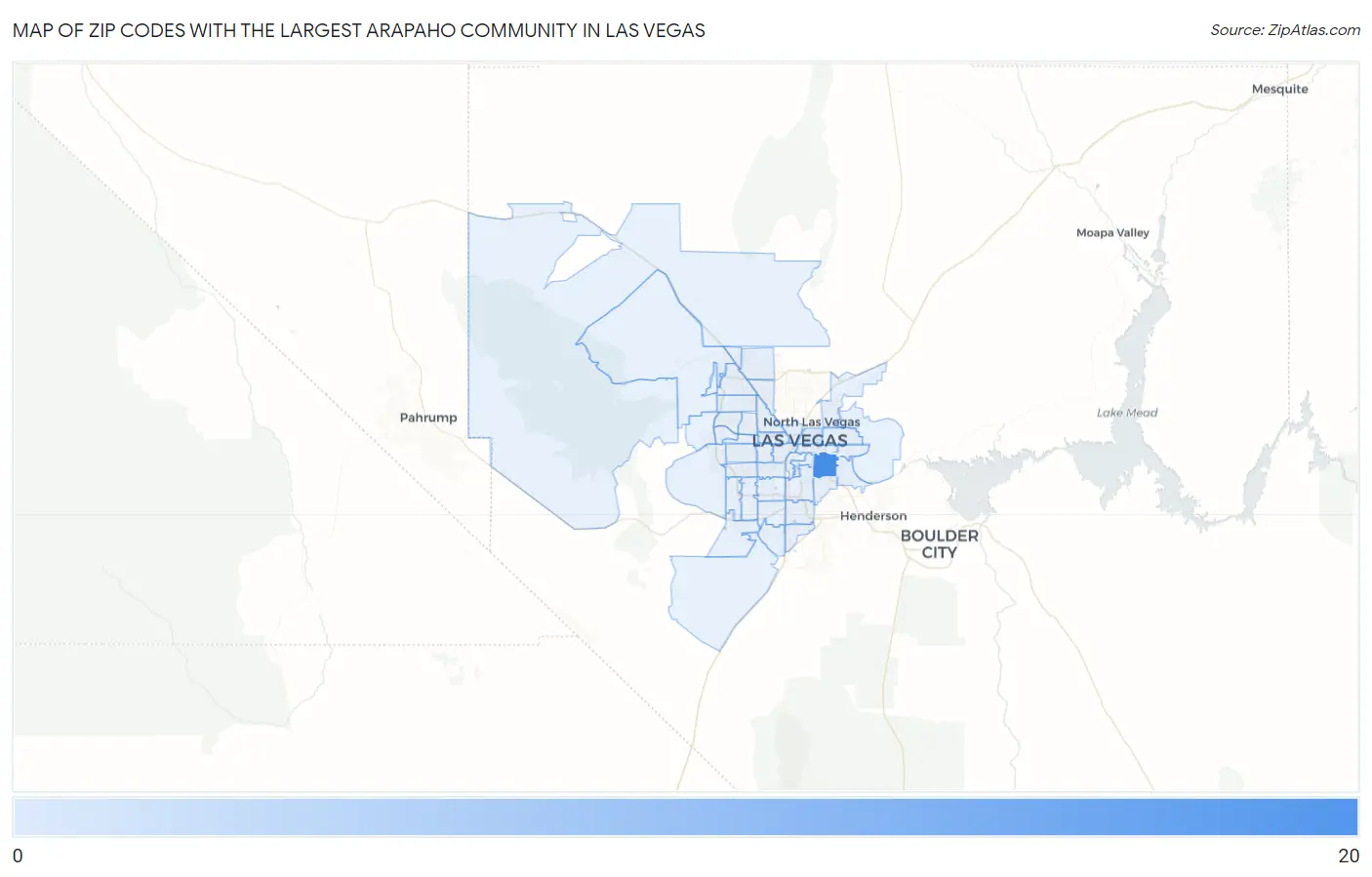 Zip Codes with the Largest Arapaho Community in Las Vegas Map