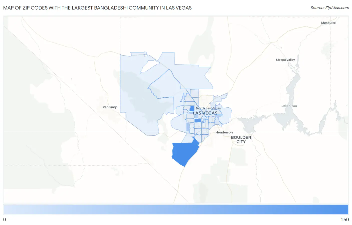 Zip Codes with the Largest Bangladeshi Community in Las Vegas Map