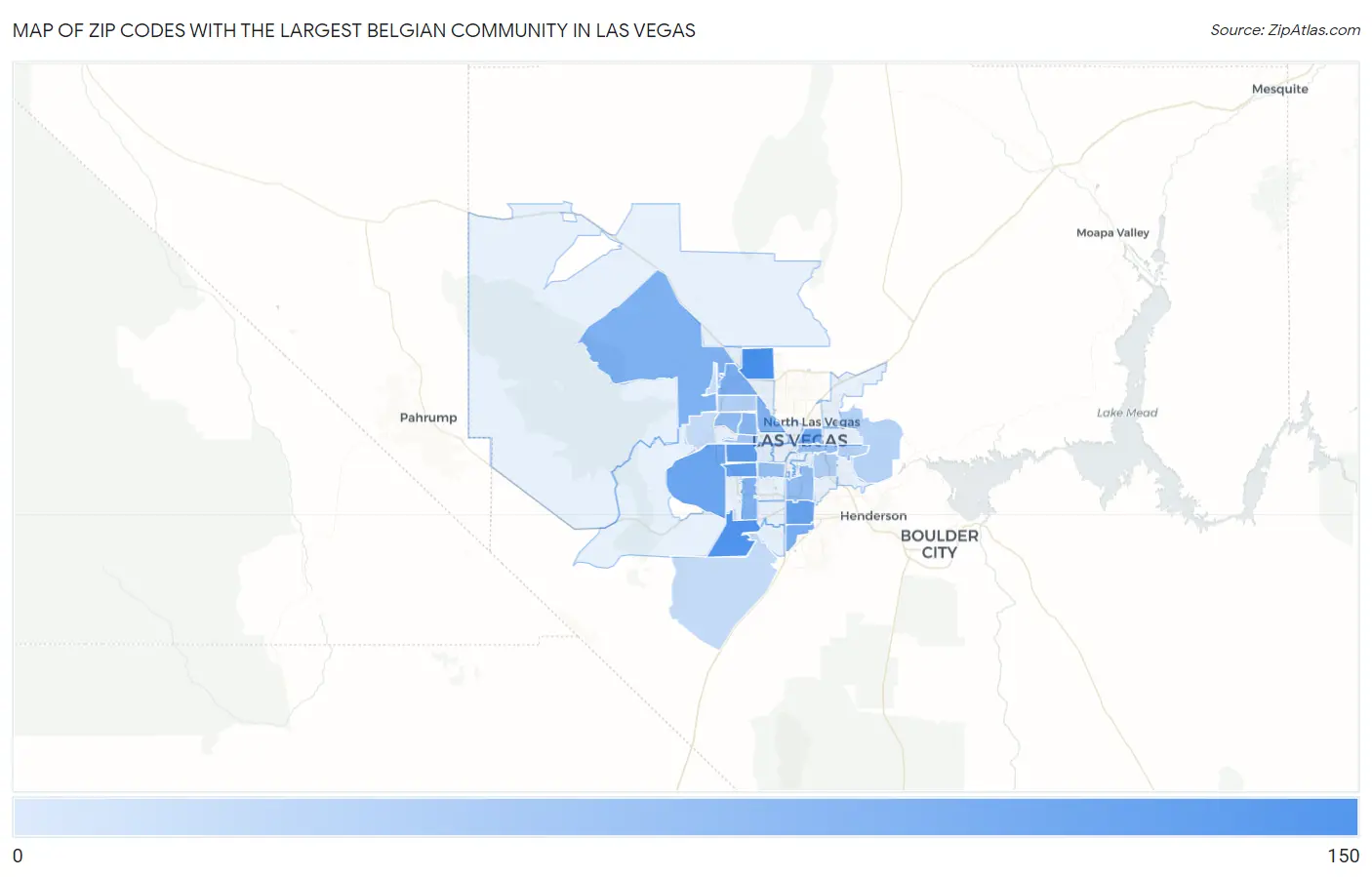 Zip Codes with the Largest Belgian Community in Las Vegas Map