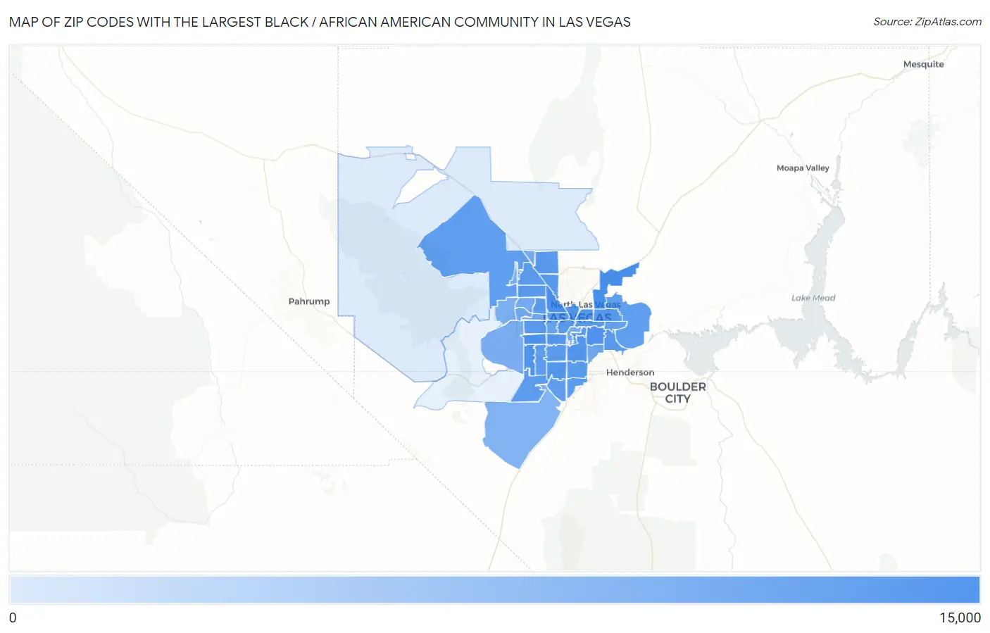 Zip Codes with the Largest Black / African American Community in Las Vegas Map