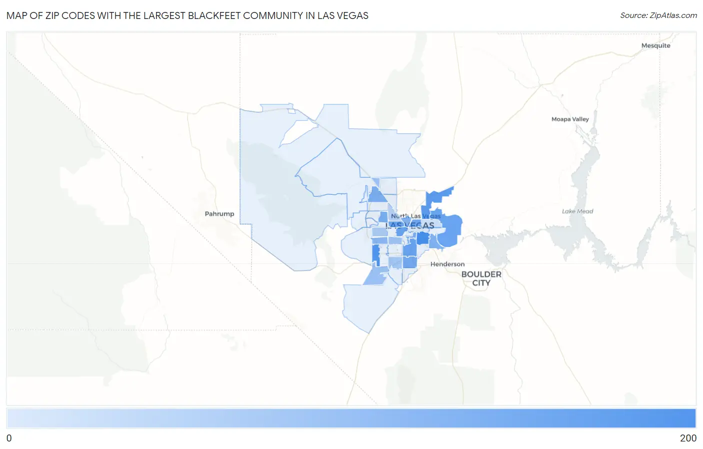 Zip Codes with the Largest Blackfeet Community in Las Vegas Map