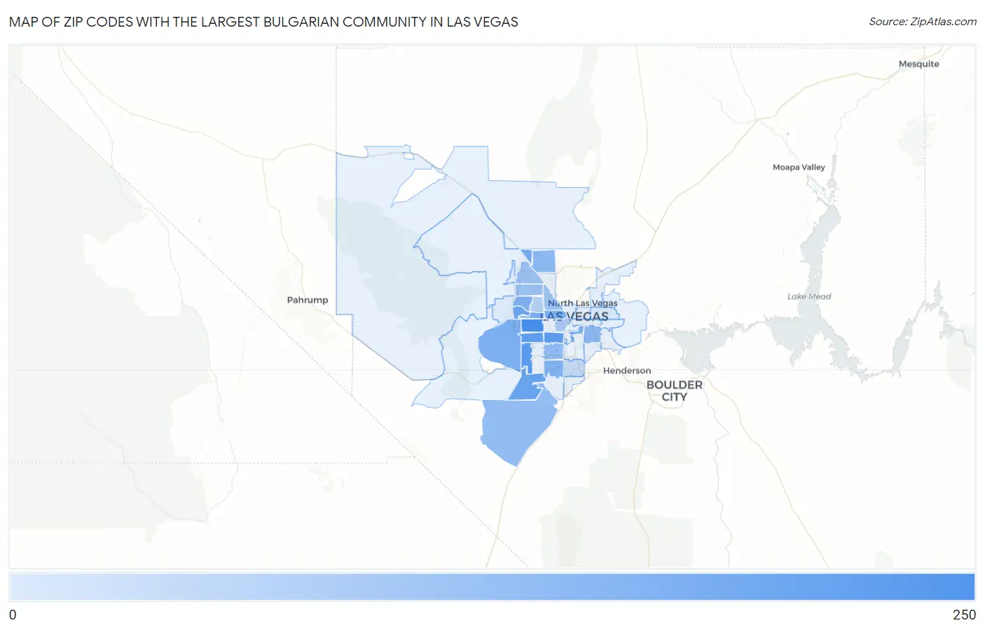 Zip Codes with the Largest Bulgarian Community in Las Vegas Map