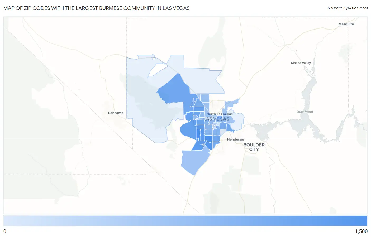 Zip Codes with the Largest Burmese Community in Las Vegas Map