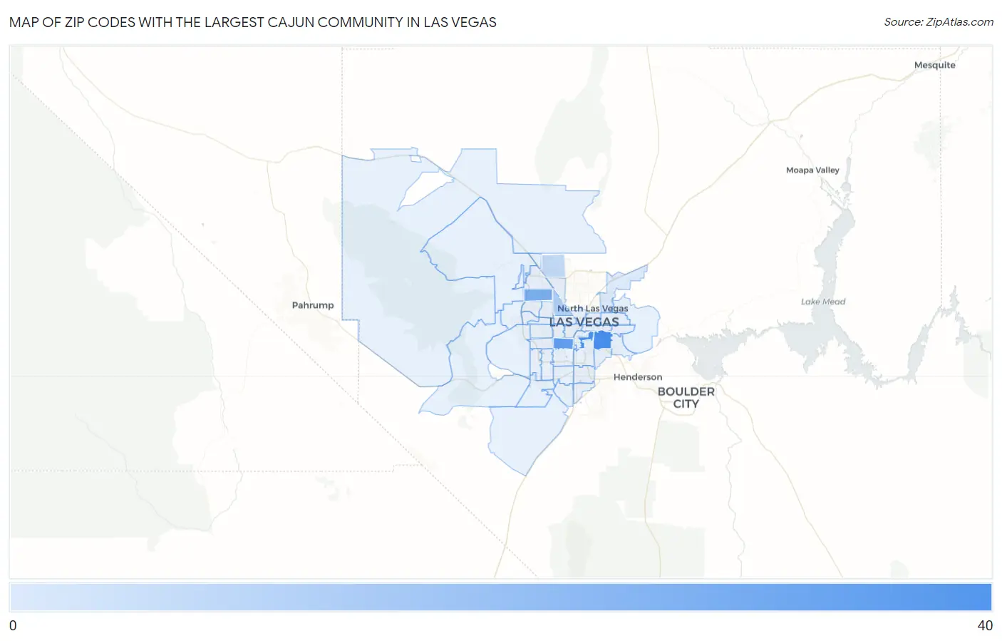 Zip Codes with the Largest Cajun Community in Las Vegas Map