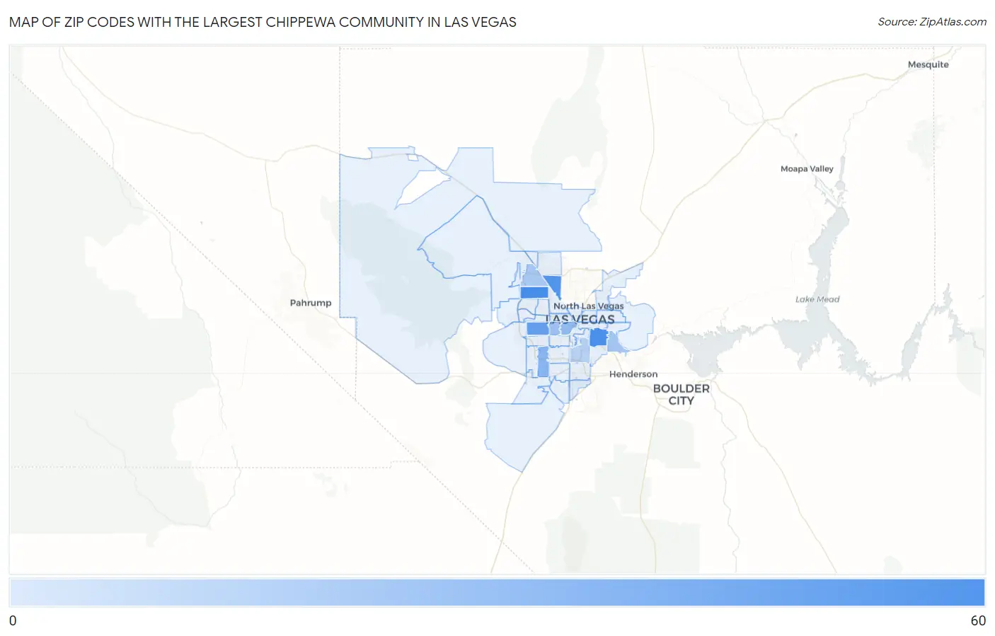 Zip Codes with the Largest Chippewa Community in Las Vegas Map