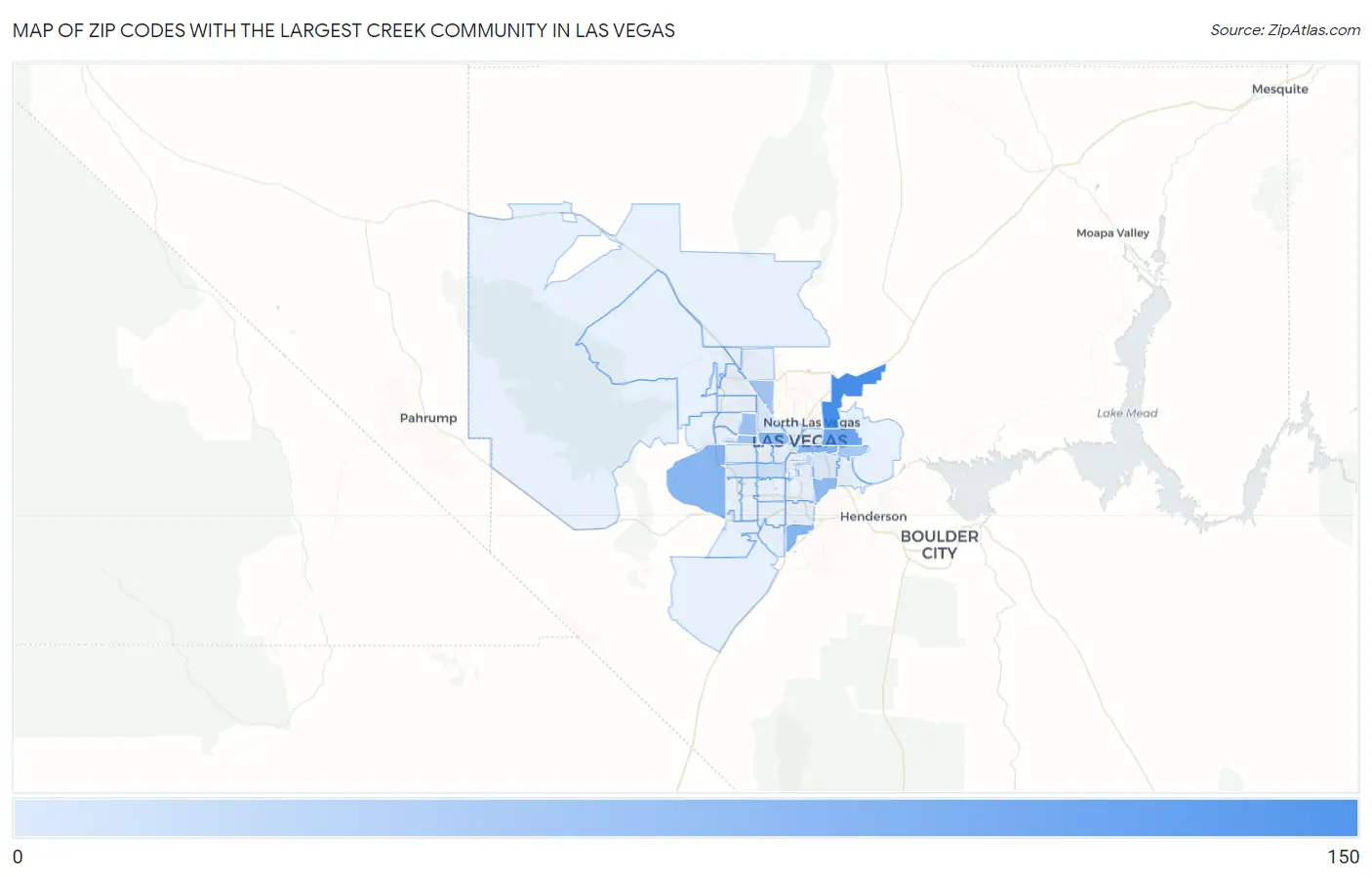Zip Codes with the Largest Creek Community in Las Vegas Map