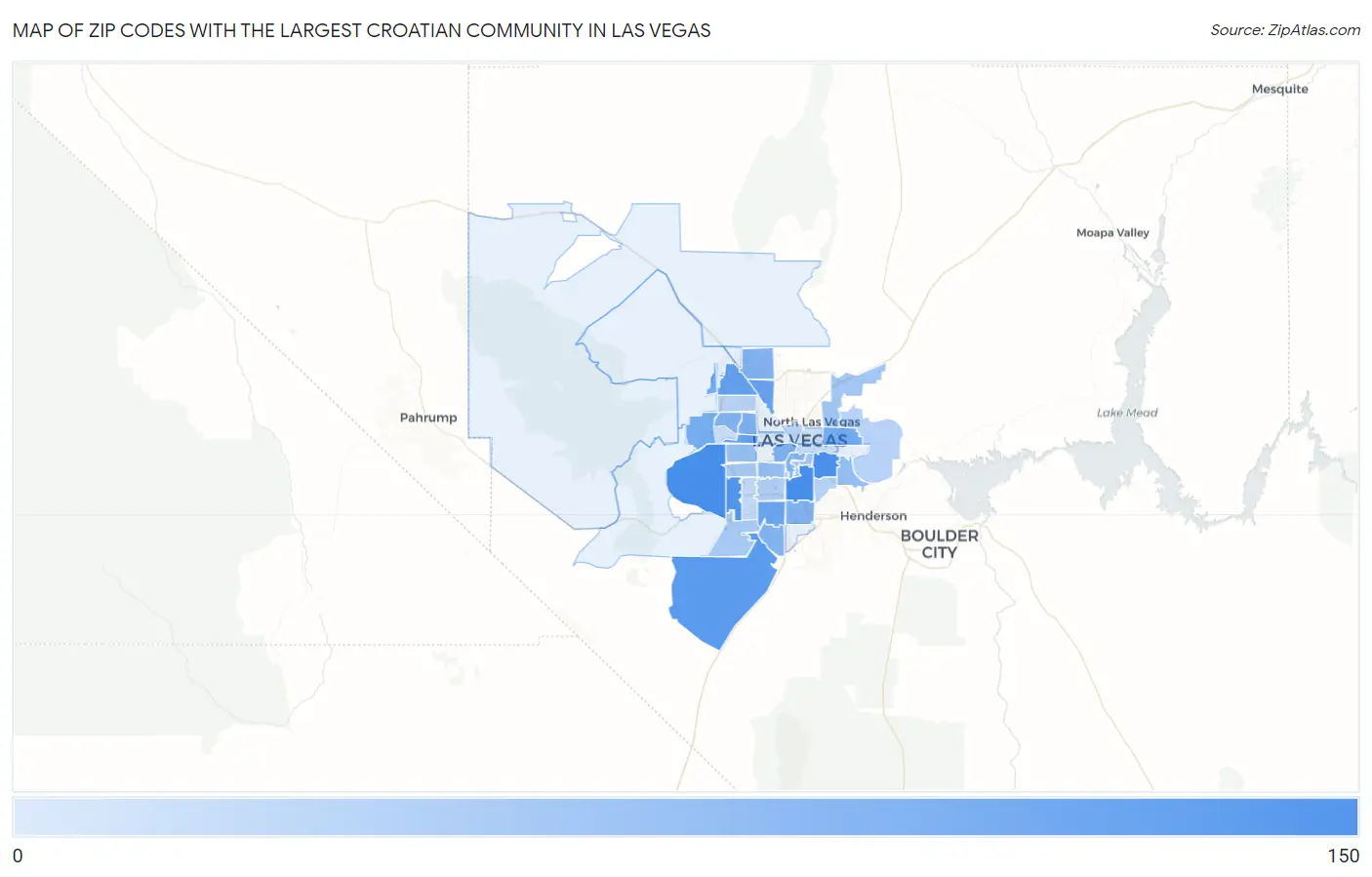 Zip Codes with the Largest Croatian Community in Las Vegas Map