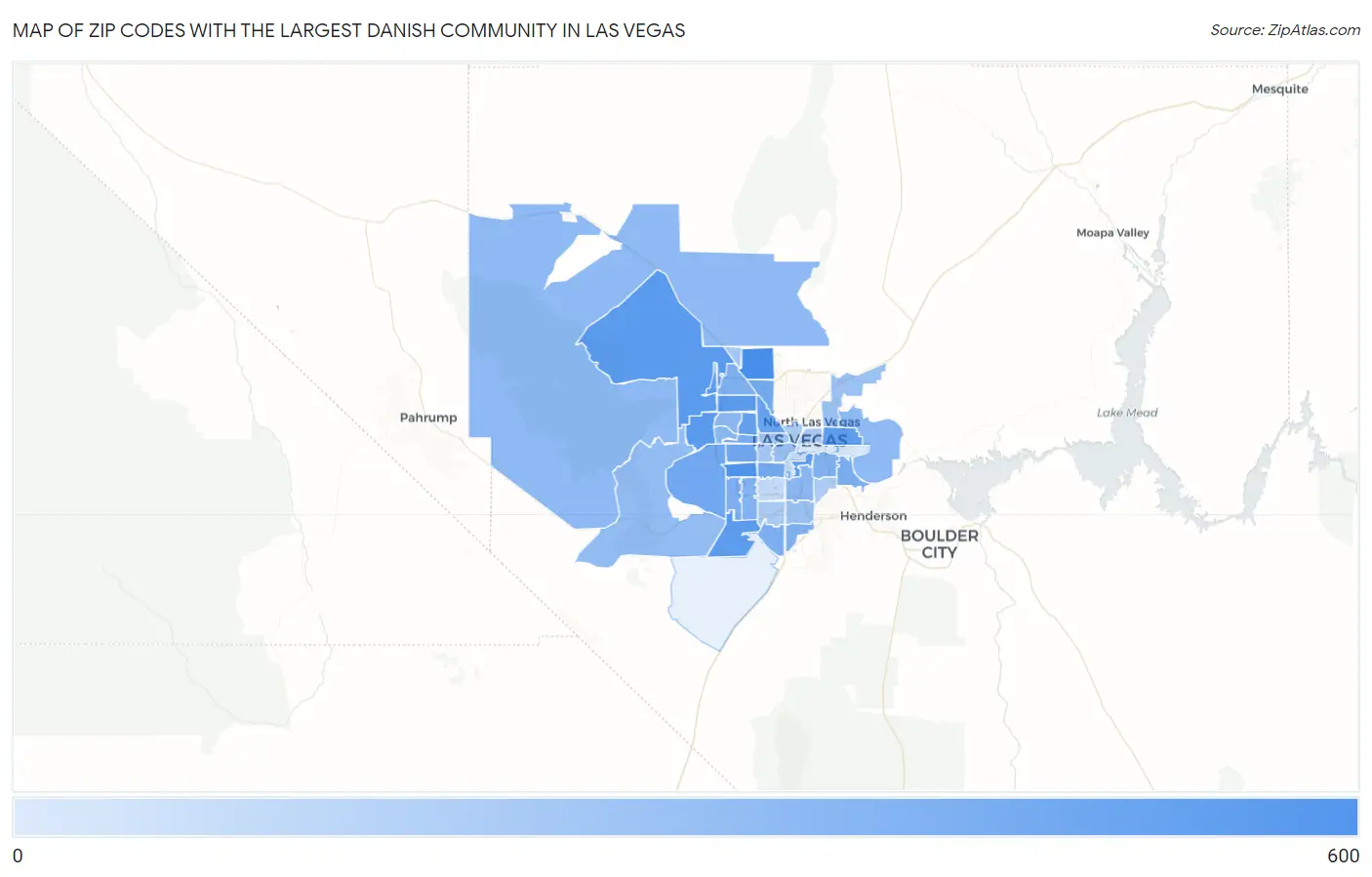 Zip Codes with the Largest Danish Community in Las Vegas Map