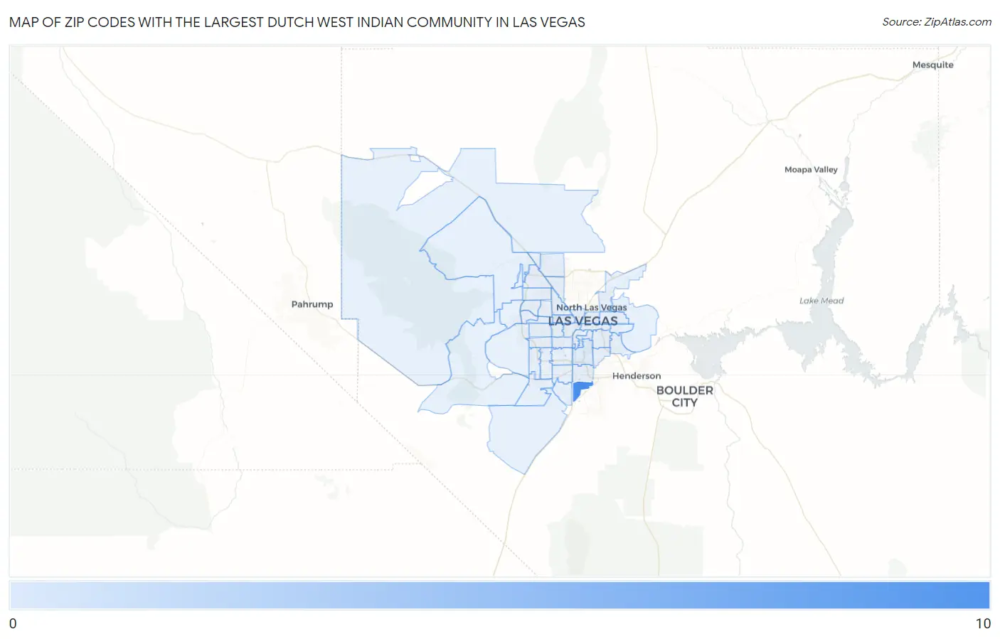 Zip Codes with the Largest Dutch West Indian Community in Las Vegas Map