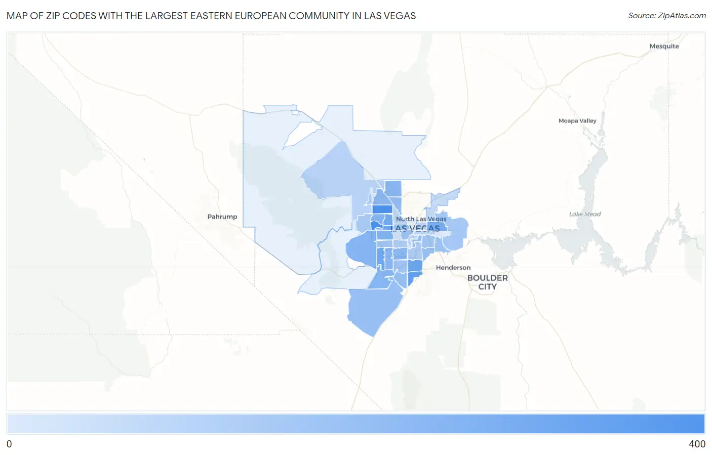 Zip Codes with the Largest Eastern European Community in Las Vegas Map