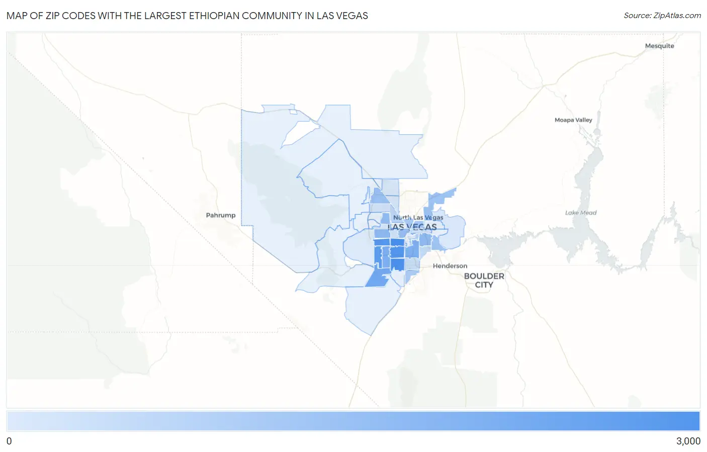 Zip Codes with the Largest Ethiopian Community in Las Vegas Map