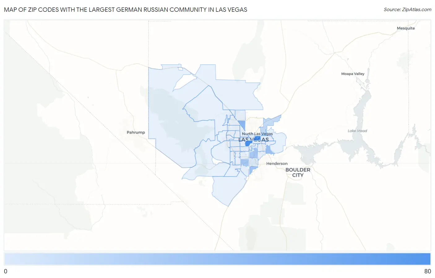 Zip Codes with the Largest German Russian Community in Las Vegas Map