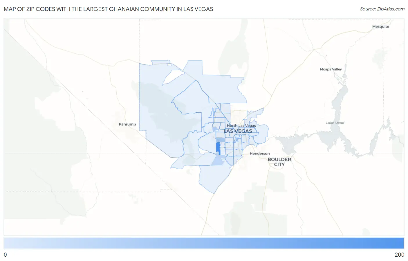 Zip Codes with the Largest Ghanaian Community in Las Vegas Map