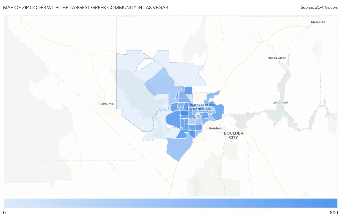 Zip Codes with the Largest Greek Community in Las Vegas Map