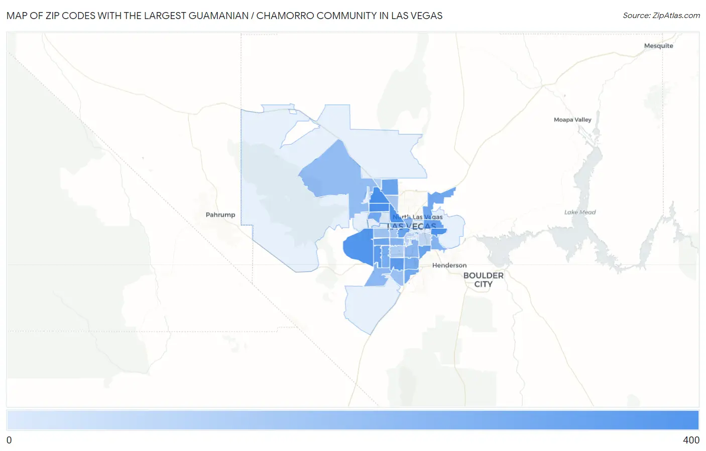 Zip Codes with the Largest Guamanian / Chamorro Community in Las Vegas Map
