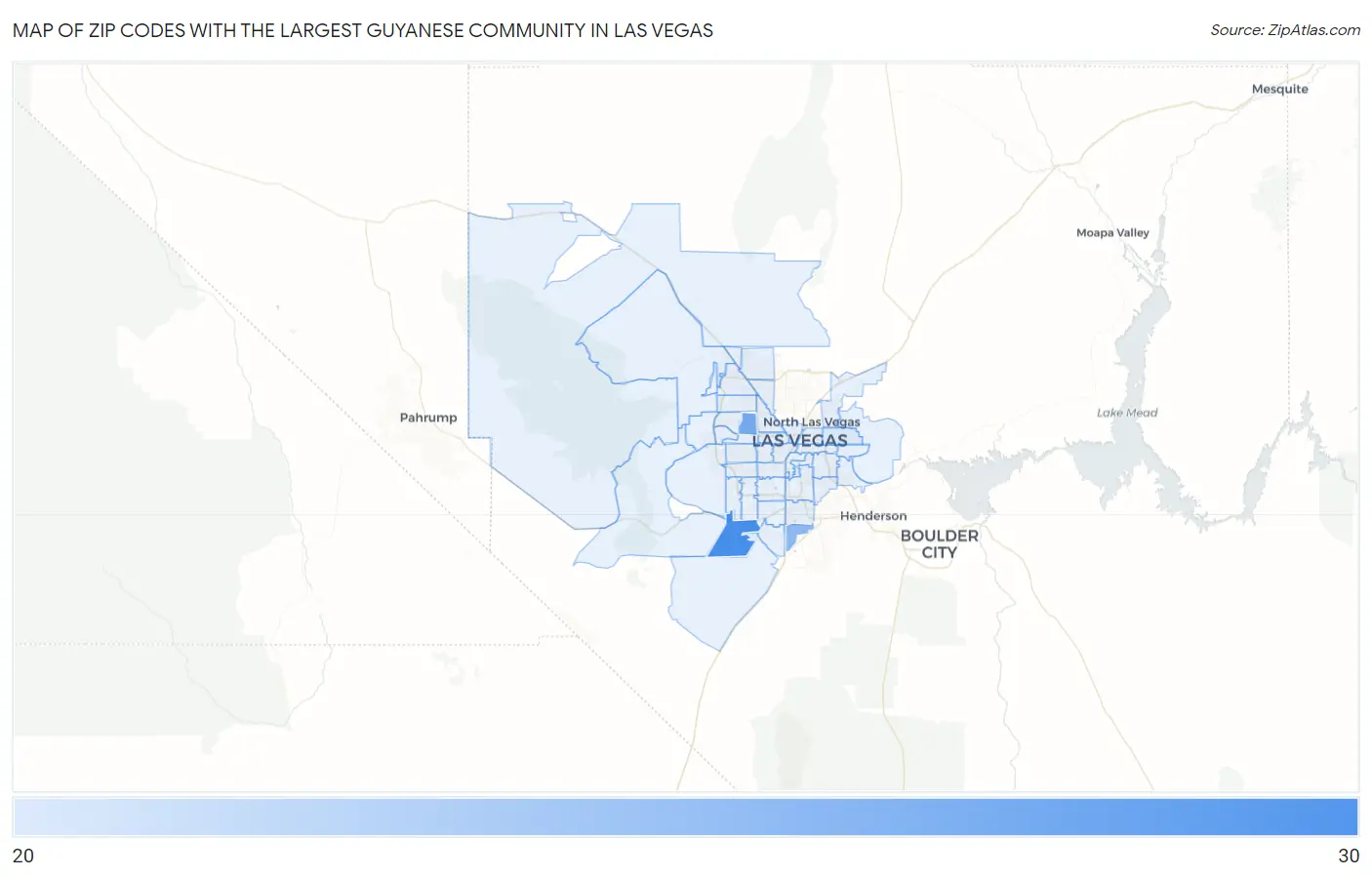 Zip Codes with the Largest Guyanese Community in Las Vegas Map