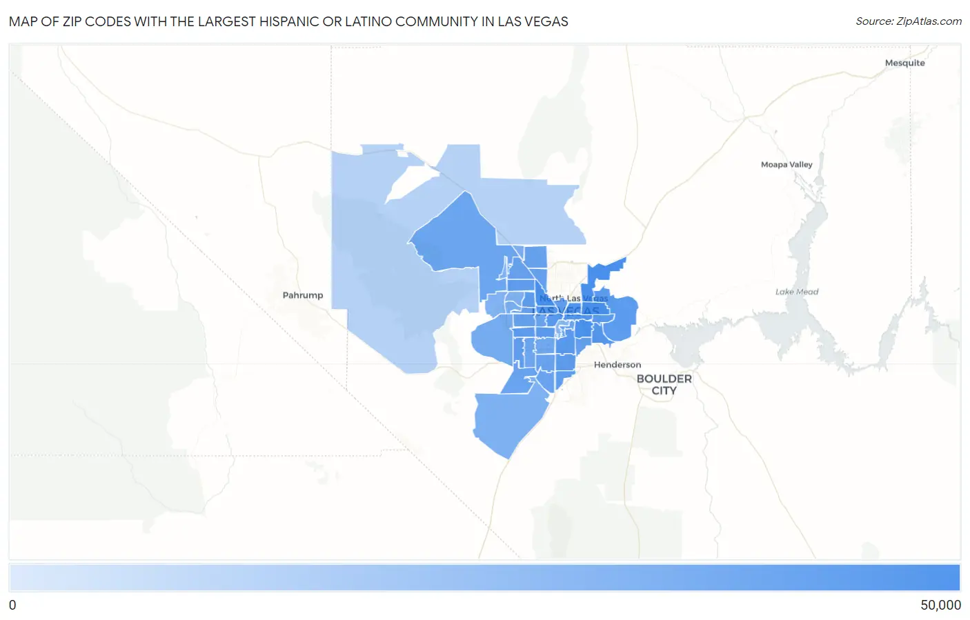 Zip Codes with the Largest Hispanic or Latino Community in Las Vegas Map