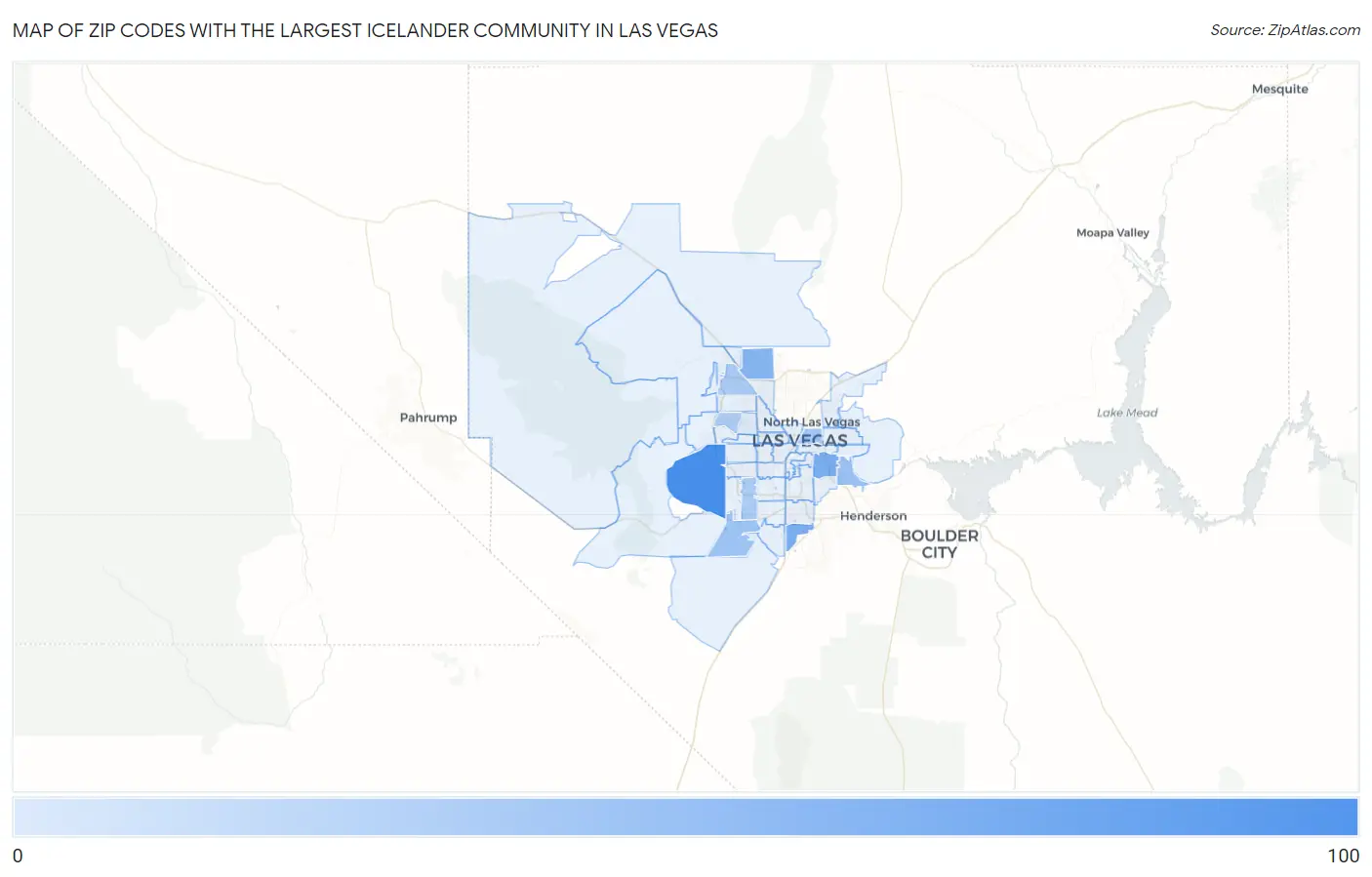 Zip Codes with the Largest Icelander Community in Las Vegas Map
