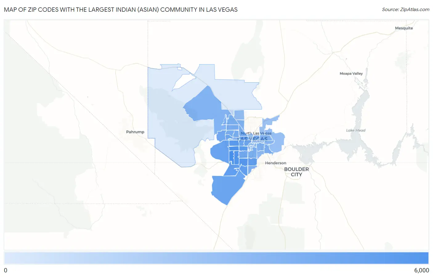 Zip Codes with the Largest Indian (Asian) Community in Las Vegas Map