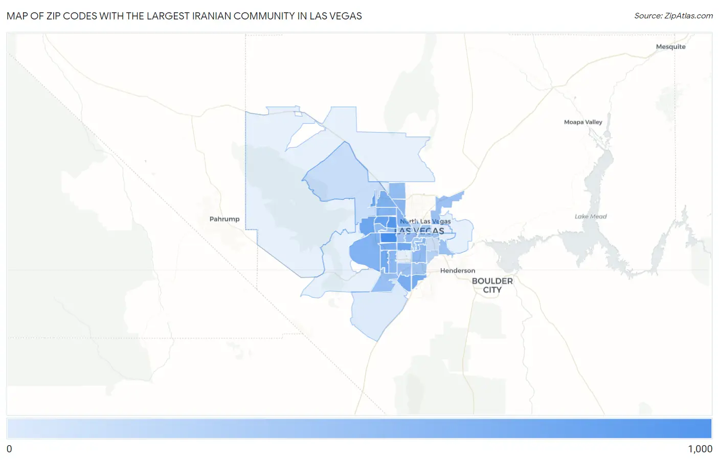Zip Codes with the Largest Iranian Community in Las Vegas Map