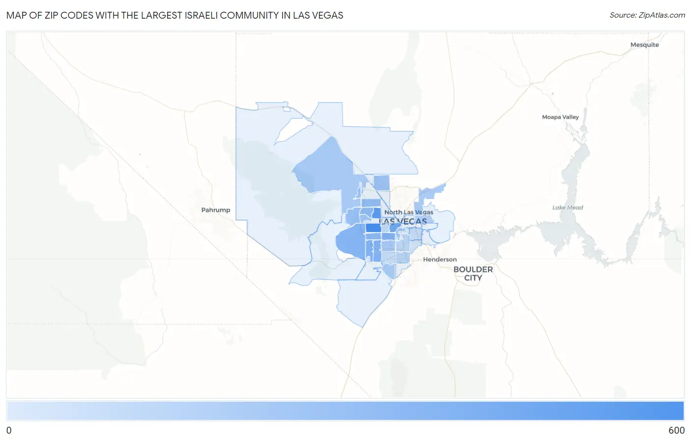 Zip Codes with the Largest Israeli Community in Las Vegas Map