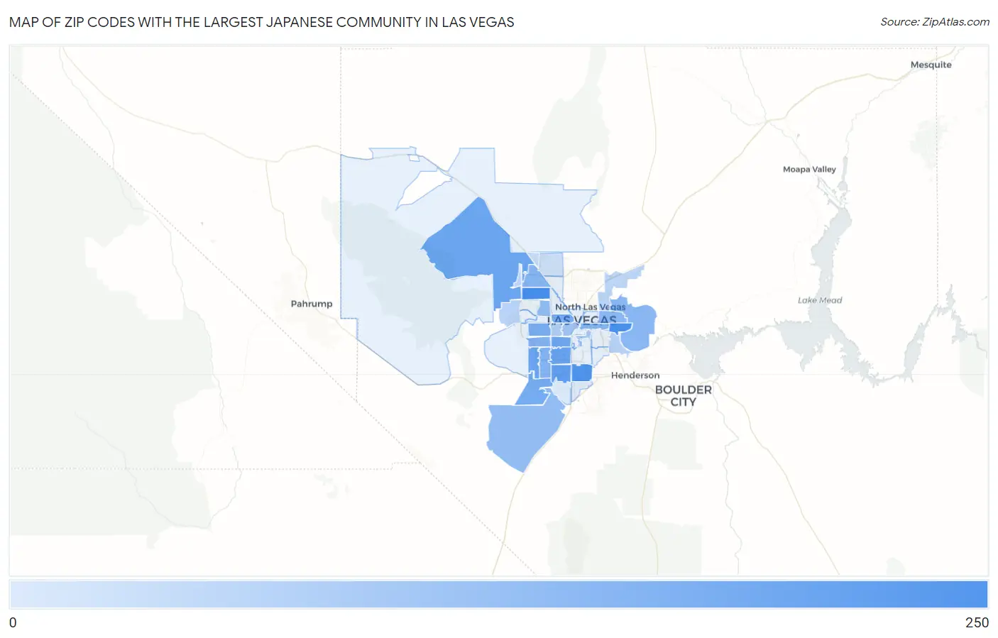 Zip Codes with the Largest Japanese Community in Las Vegas Map