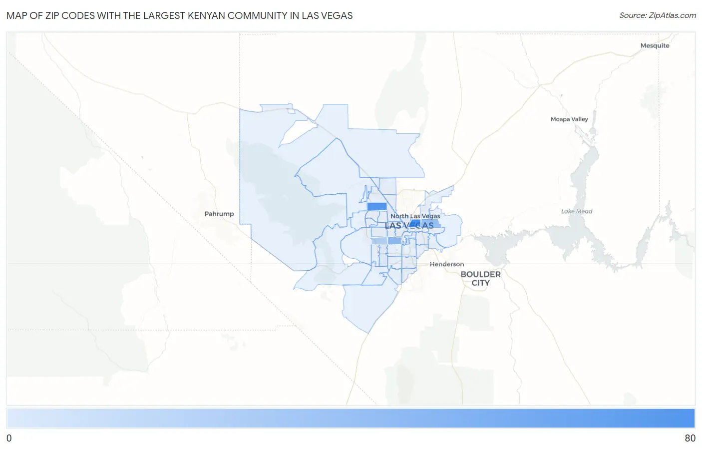 Zip Codes with the Largest Kenyan Community in Las Vegas Map