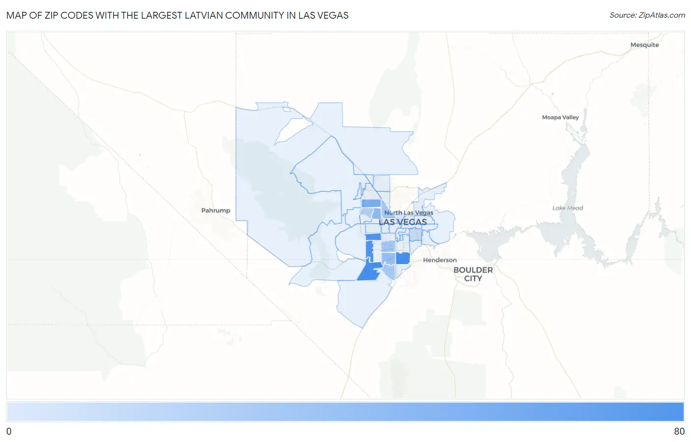 Zip Codes with the Largest Latvian Community in Las Vegas Map