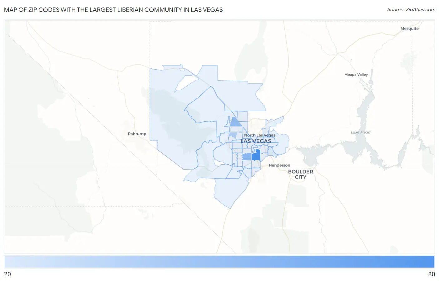 Zip Codes with the Largest Liberian Community in Las Vegas Map