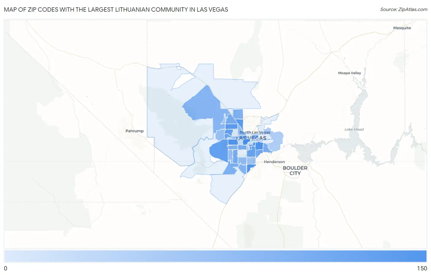 Zip Codes with the Largest Lithuanian Community in Las Vegas Map