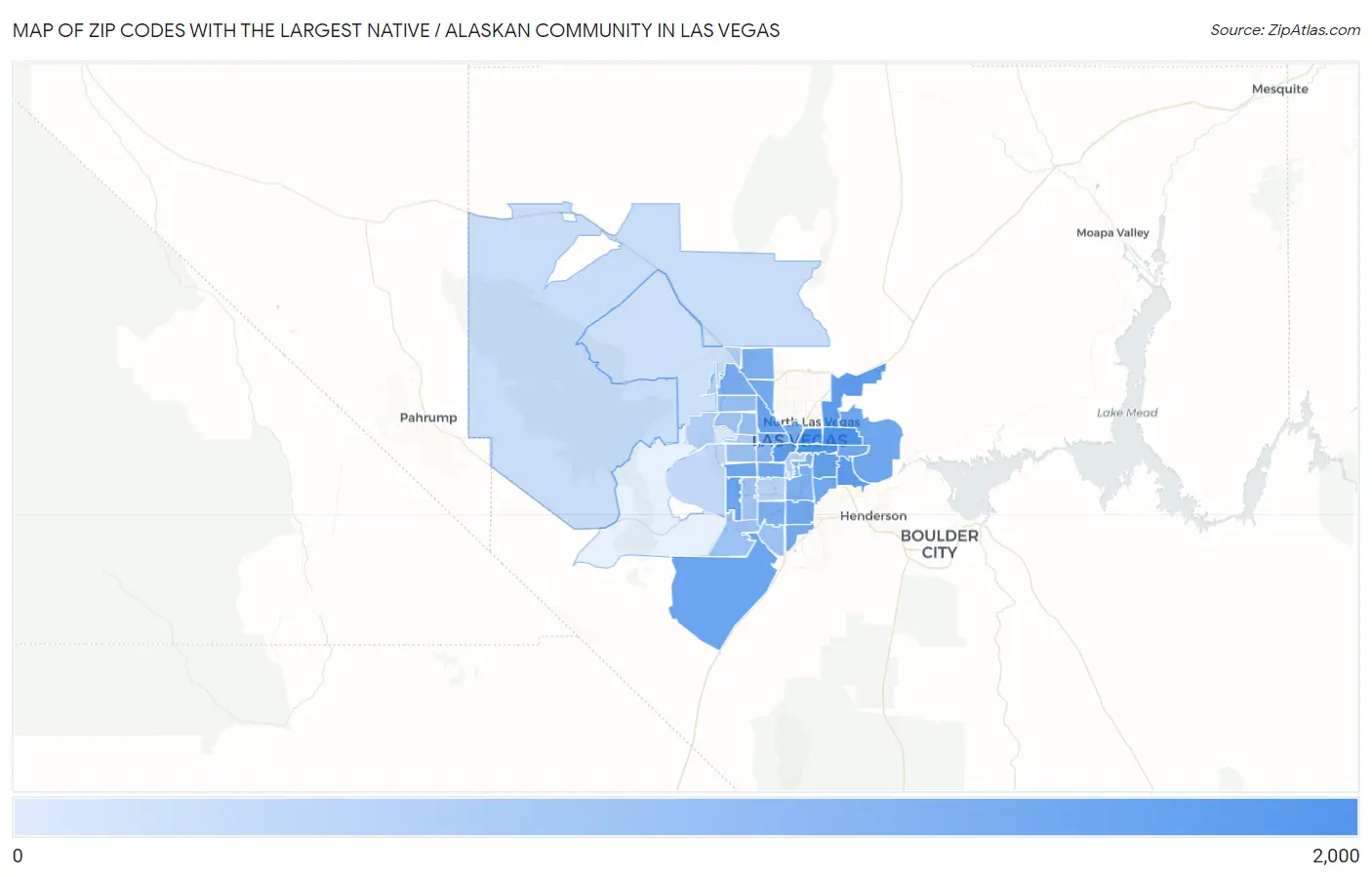 Zip Codes with the Largest Native / Alaskan Community in Las Vegas Map