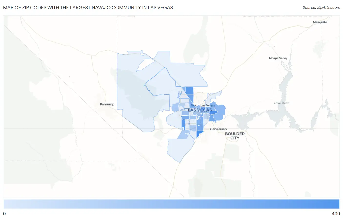 Zip Codes with the Largest Navajo Community in Las Vegas Map