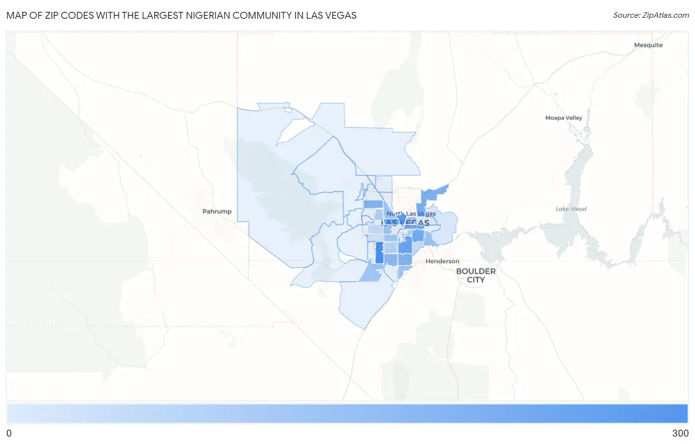 Zip Codes with the Largest Nigerian Community in Las Vegas Map