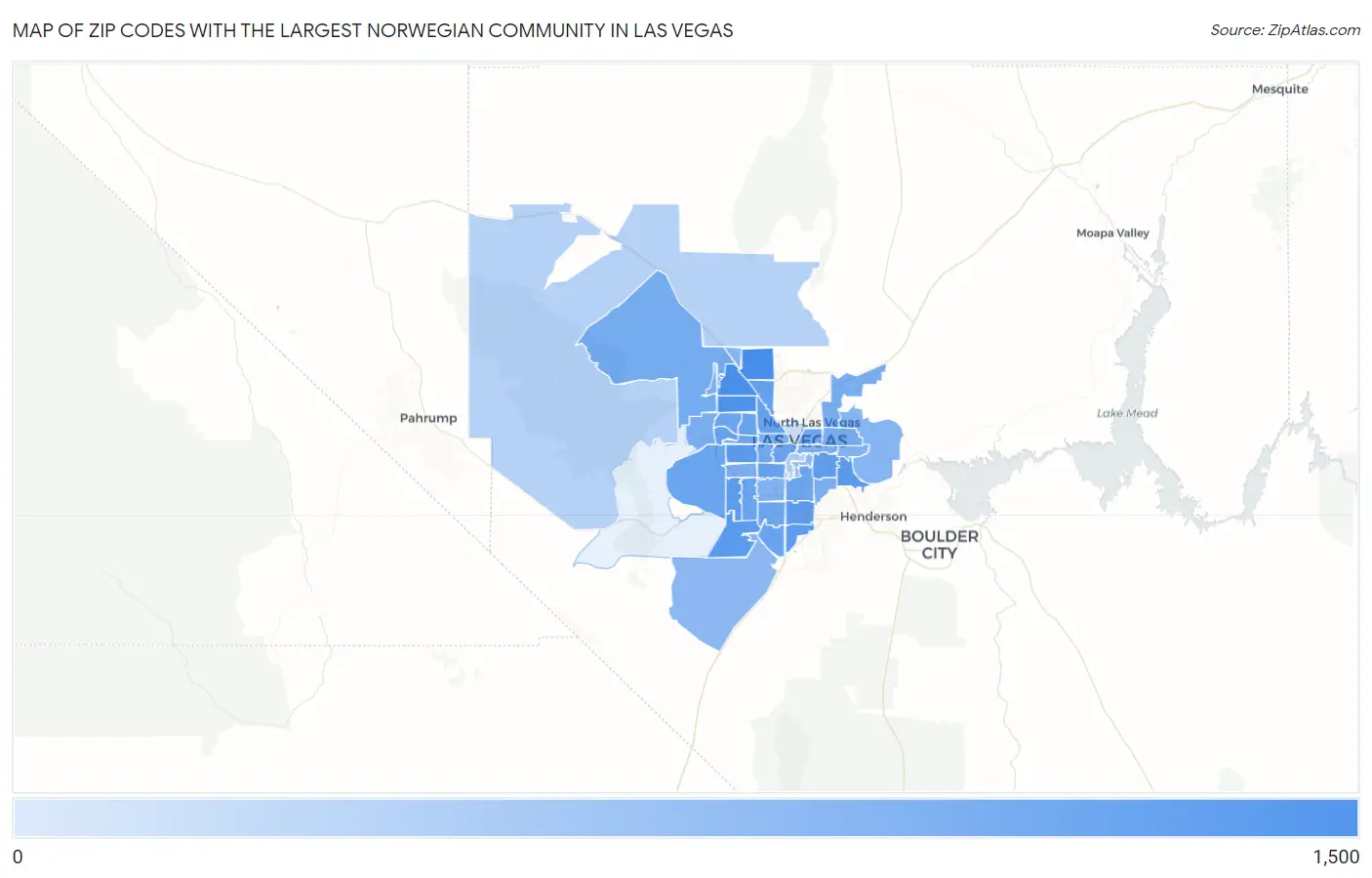 Zip Codes with the Largest Norwegian Community in Las Vegas Map