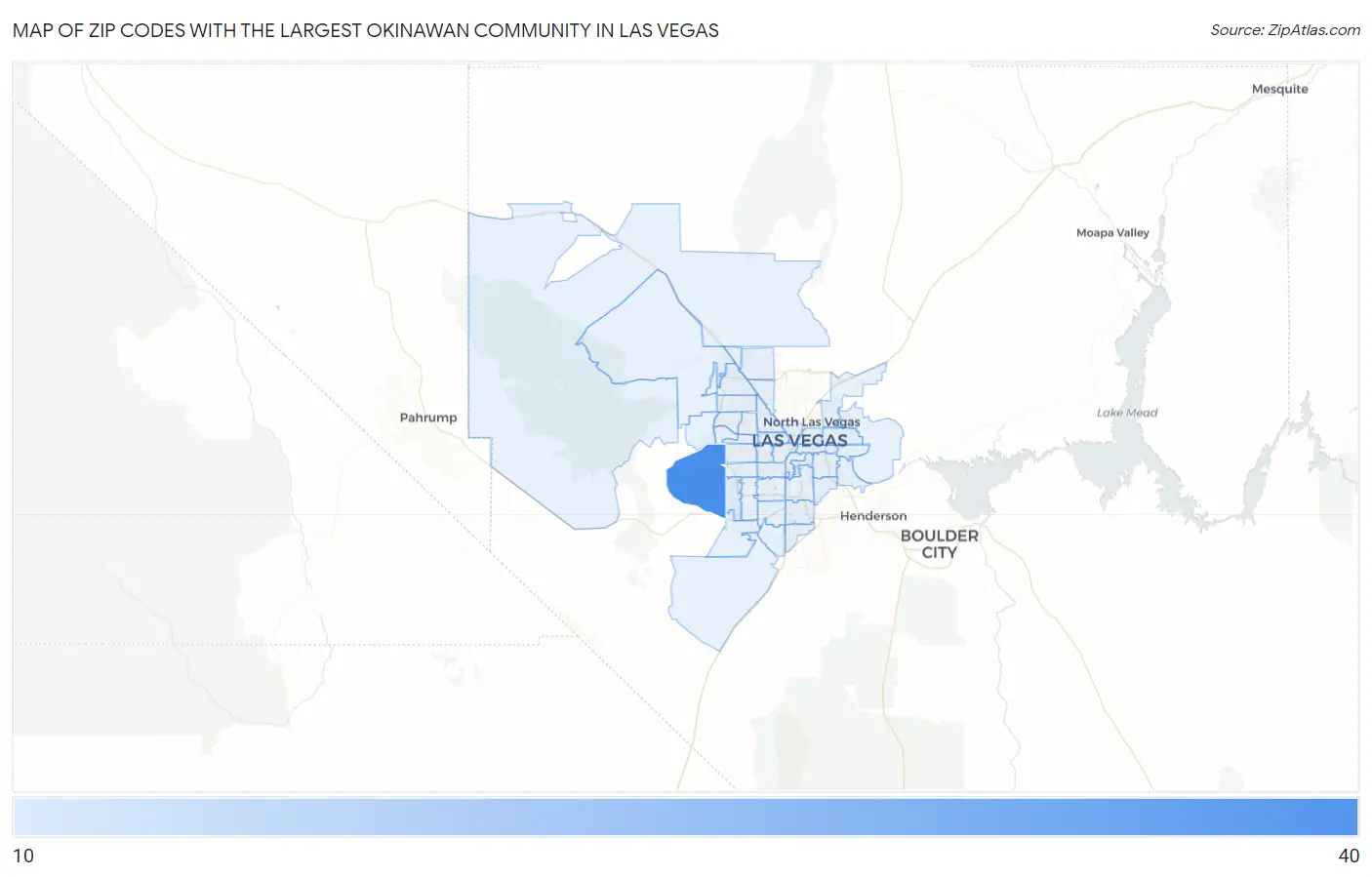 Zip Codes with the Largest Okinawan Community in Las Vegas Map