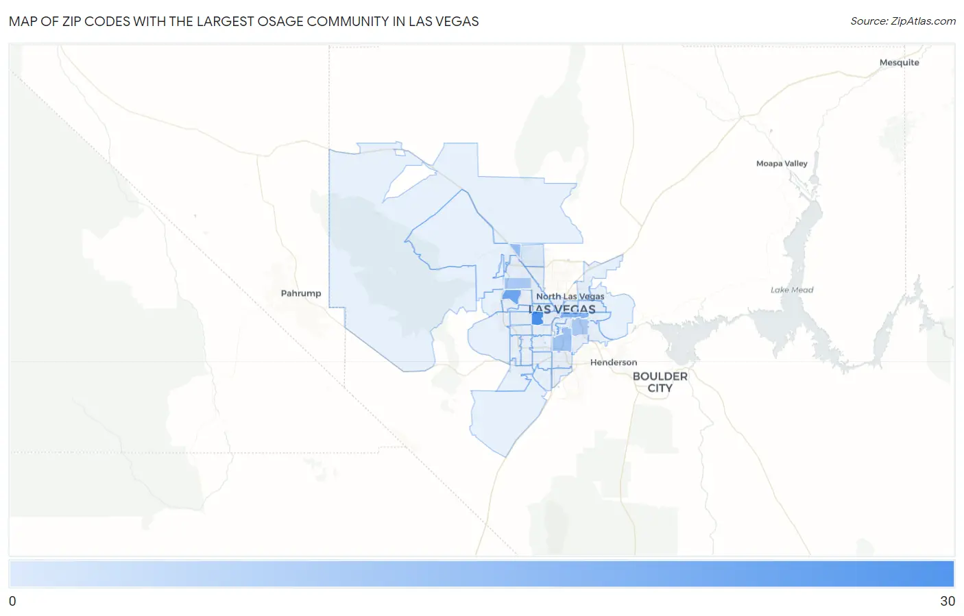 Zip Codes with the Largest Osage Community in Las Vegas Map