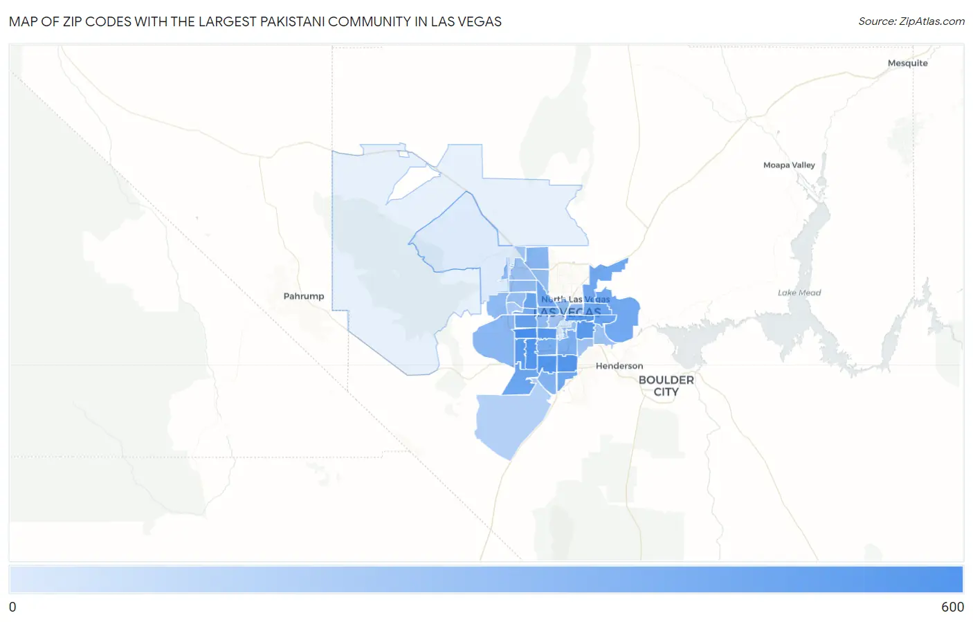 Zip Codes with the Largest Pakistani Community in Las Vegas Map